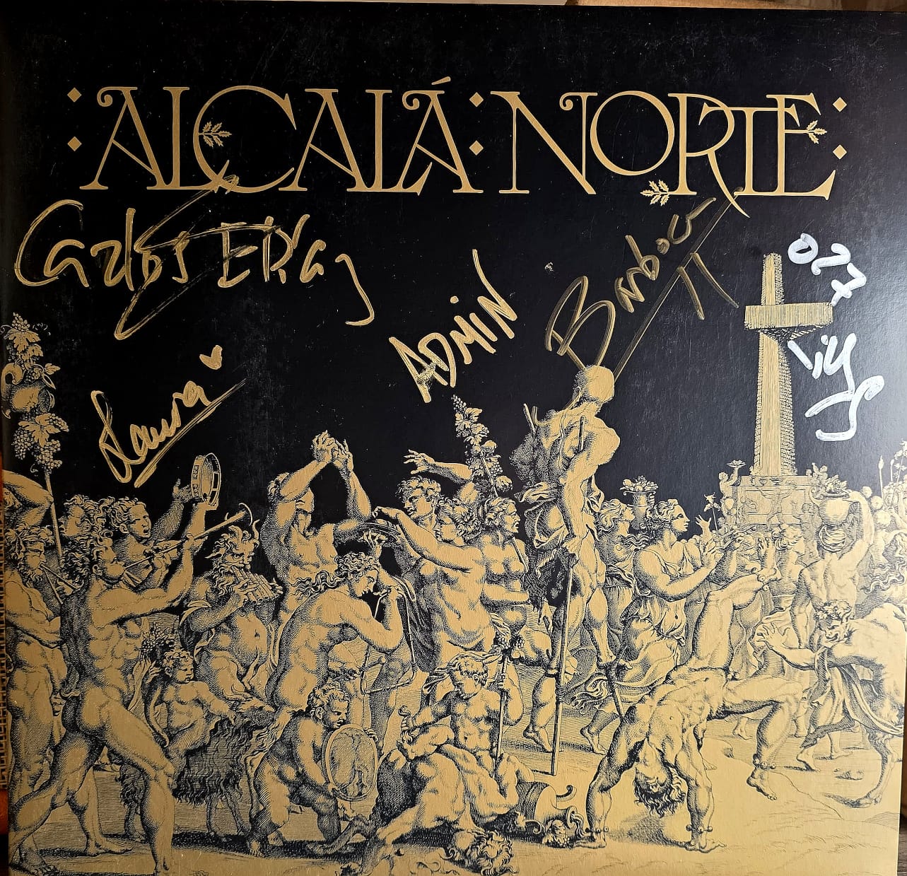 Disco de vinilo Alcalá Norte firmado por la banda mercancía original en USA HipMerch