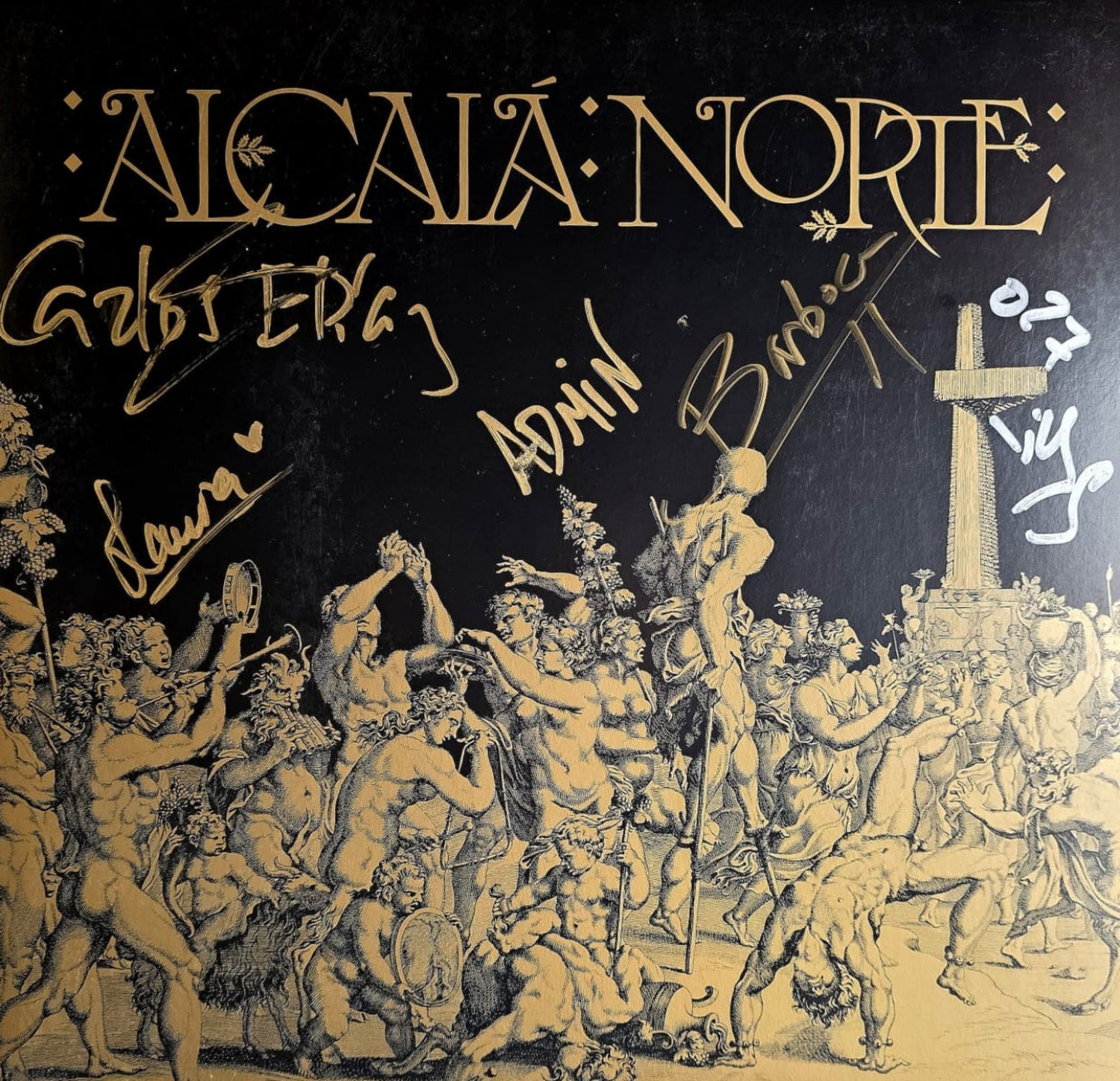 Disco de vinilo Alcalá Norte firmado por la banda mercancía original en USA HipMerch