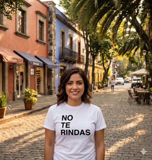 Playera Alex Ubago para mujer blanca tour 2026 mensaje No Te Rindas HipMerch