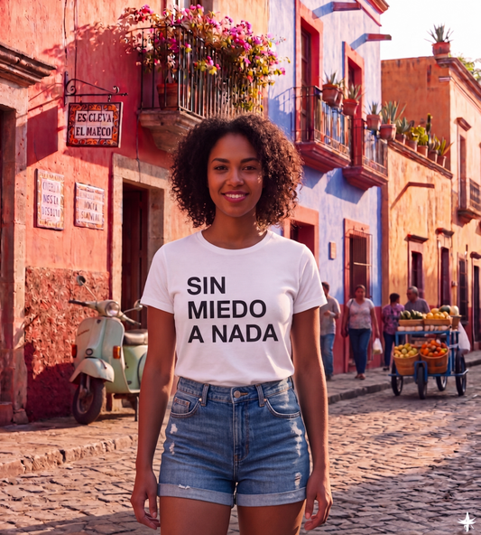 Playera Alex Ubago para mujer blanca tour 2026 letra Sin Miedo A Nada HipMerch
