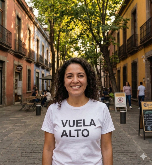Playera Alex Ubago para mujer negra tour 2026 mensaje Vuela Alto HipMerch