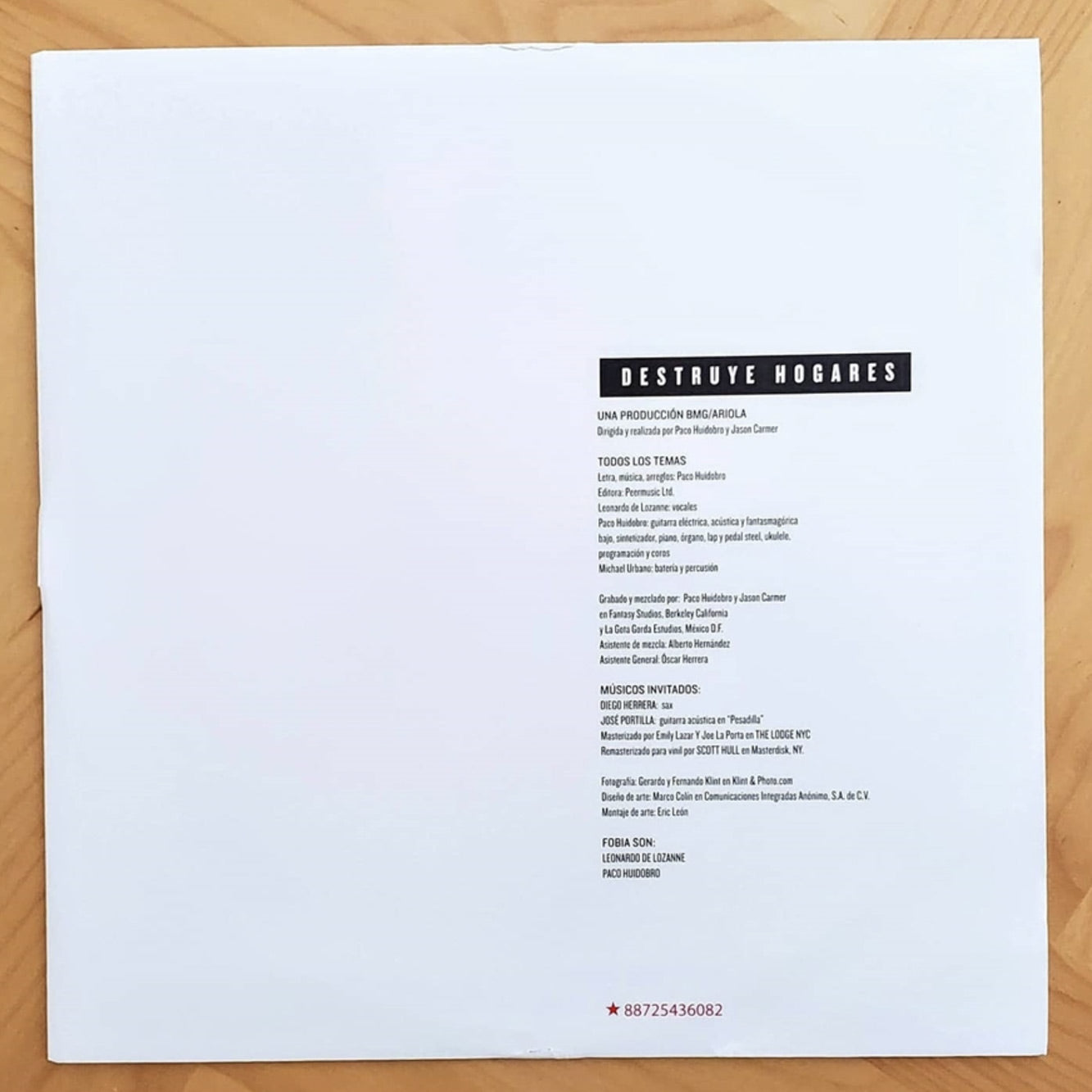 Fobia - Destruye Hogares vinyl - white colored vinyl. FIRMADO!!