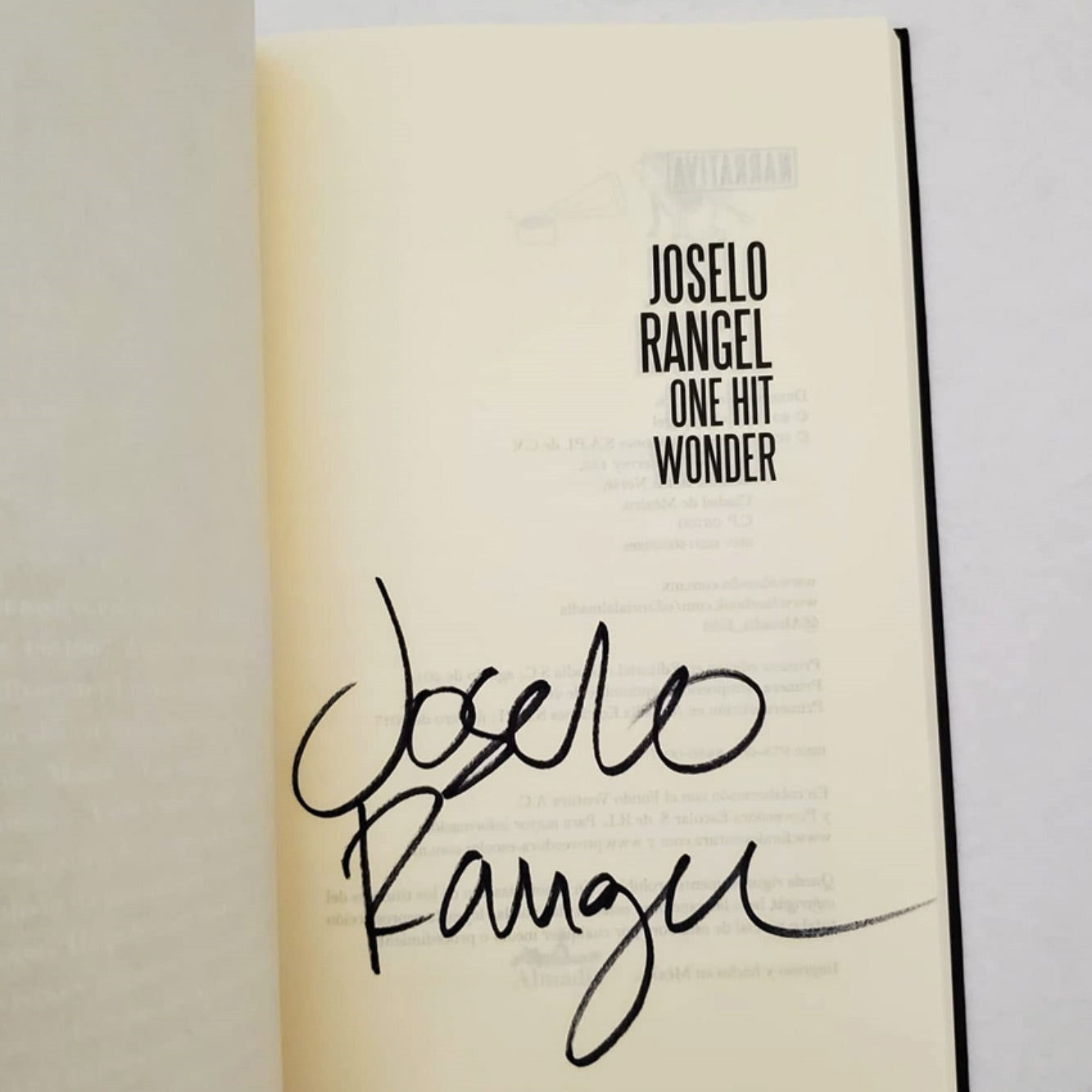 Joselo Rangel (Café Tacvba) - One Hit Wonder - Libro - FIRMADO!!! Importado!!