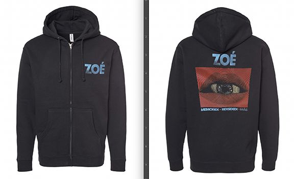 Maqueta digital que muestra el diseño completo tanto del frente como de la espalda de la hoodie de Zoé.