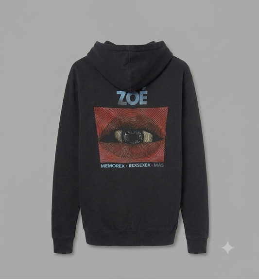 Hoodie Zip Up Zoé Tour 2026 — Memo Rex (Negra)