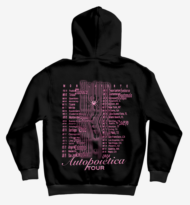 Maqueta digital que muestra la vista posterior de la hoodie oficial de Café Tacvba Un Segundo MTV Unplugged con los detalles gráficos estampados en la espalda.