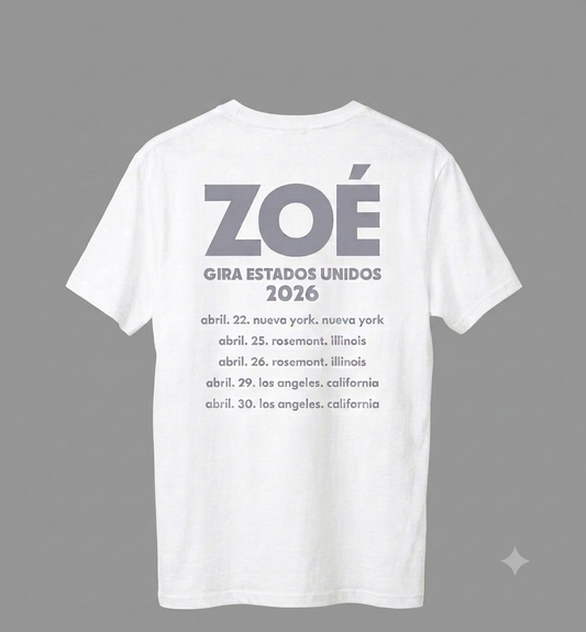 Playera Zoé Tour 2026 — Logotipo Rayo (Blanca)