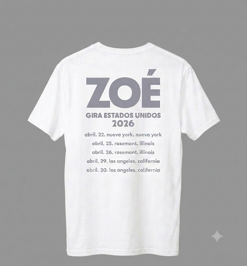 Playera Zoé Tour 2026 — Logotipo Rayo (Blanca)