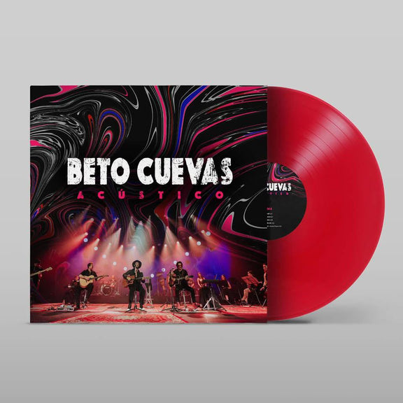Edición especial del vinilo Beto Cuevas Acústico en color rojo, vista frontal de la portada con el disco fuera del empaque.