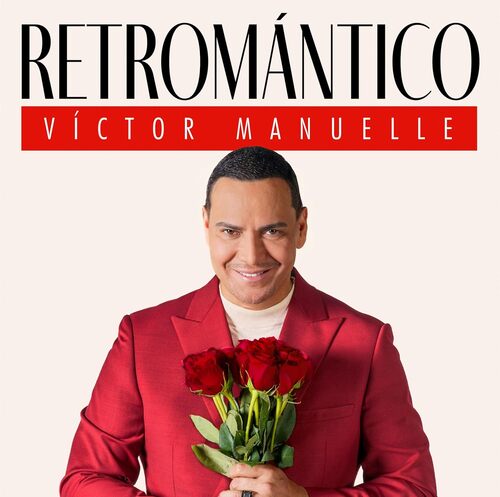 Maqueta digital sobre fondo blanco del disco de vinilo oficial de Víctor Manuelle 'Retromántico', mostrando la funda oficial firmada por el artista junto al disco negro sobresaliendo.