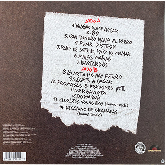 Vinilo "Vulgar Dulce Hogar" DE NALGAS Décimo Aniversario