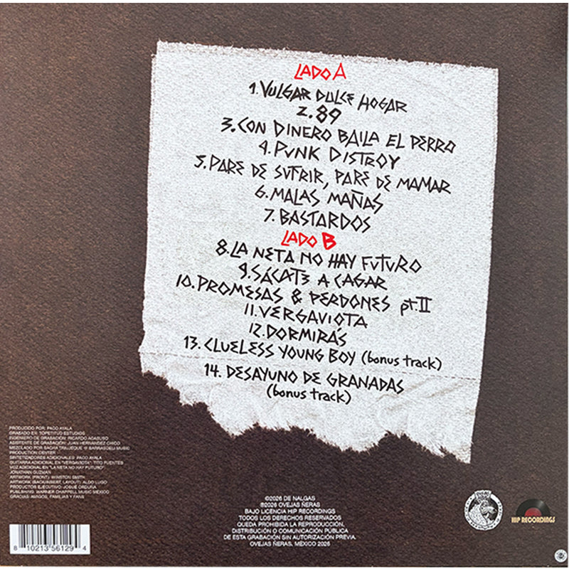Vinilo "Vulgar Dulce Hogar" DE NALGAS Décimo Aniversario