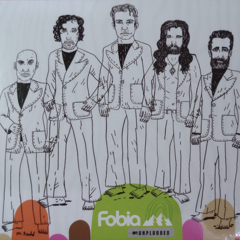 Fotografía de la portada frontal de la edición en CD y DVD del concierto acústico MTV Unplugged de Fobia, destacando el arte de portada dibujado a mano.