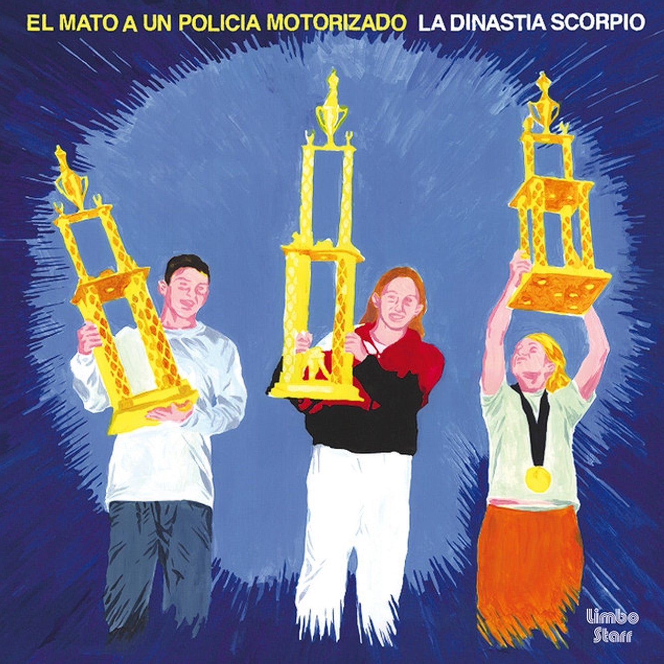 Fotografía detallada del disco de vinilo físico oficial del álbum La Dinastía Scorpio de El Mató A Un Policía Motorizado fuera de su empaque.
