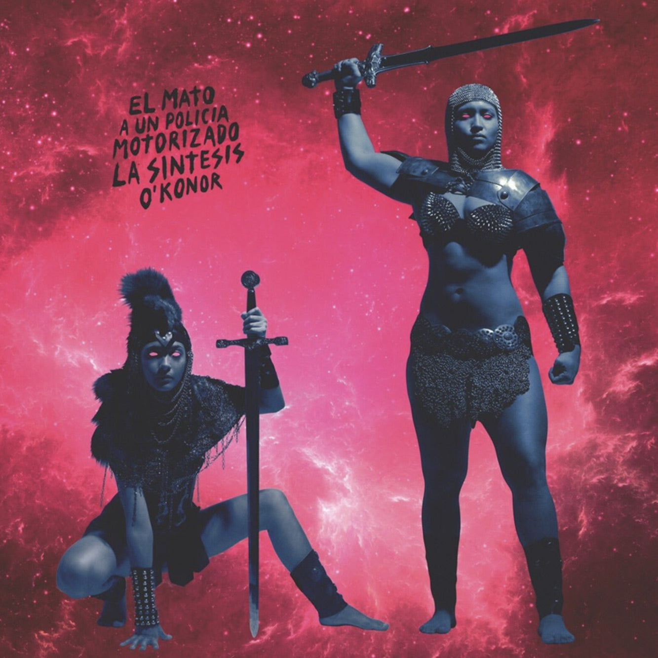 Fotografía de la edición física e importada en vinilo color rosa del álbum La Síntesis O'Konor de El Mató A Un Policía Motorizado, mostrando el disco y su empaque.