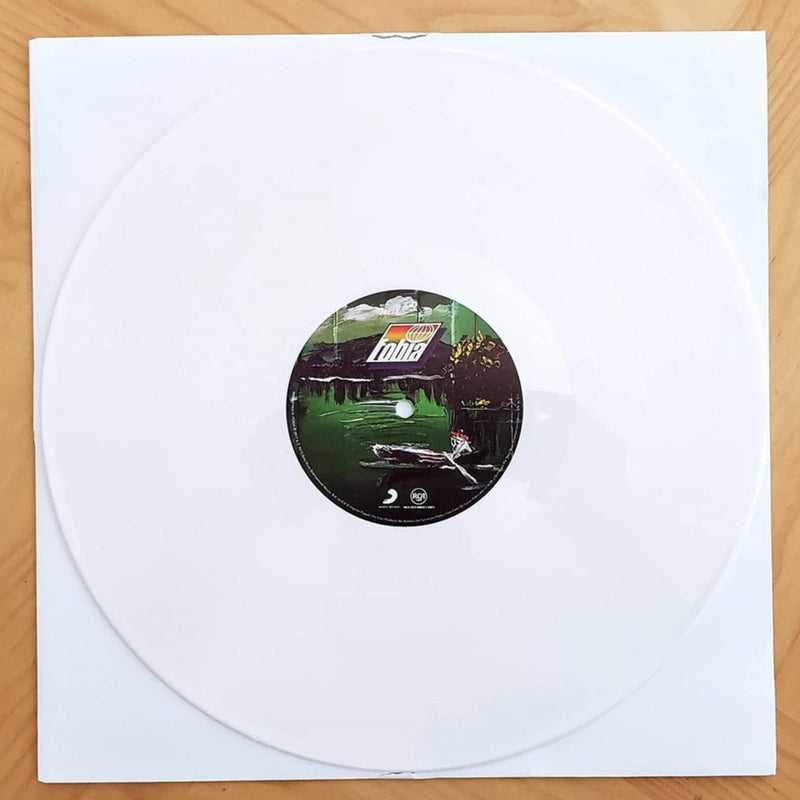 Fotografía del disco de vinilo en tono blanco correspondiente a la edición especial del álbum Destruye Hogares de Fobia.