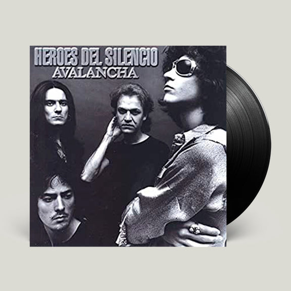 Maqueta digital que muestra la edición oficial en formato de disco de vinilo del álbum Avalancha de Héroes del Silencio, detallando el diseño gráfico del empaque de colección.