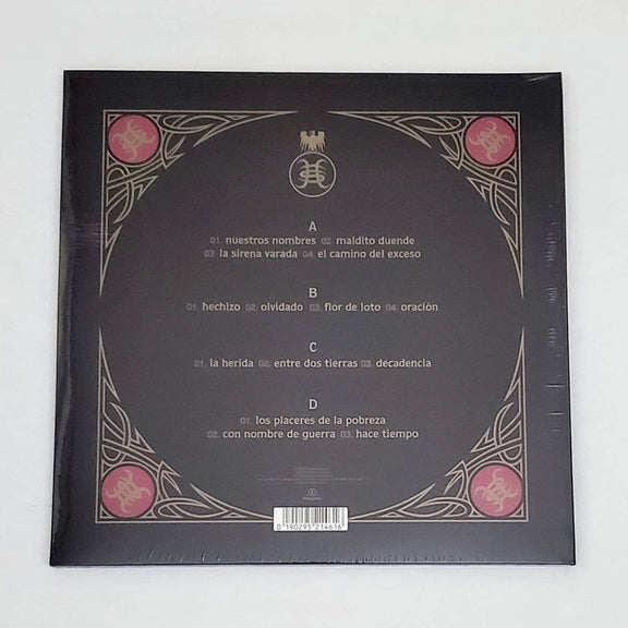 Fotografía de la contraportada del álbum Live In Germany de Héroes del Silencio con el listado oficial de canciones del concierto en Coblenza y detalles del empaque.