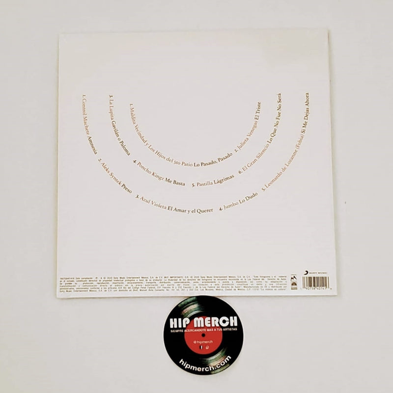 Fotografía de una de las secciones del empaque que muestra un patrón de círculos concéntricos impresos característicos del arte de este tributo rockero.