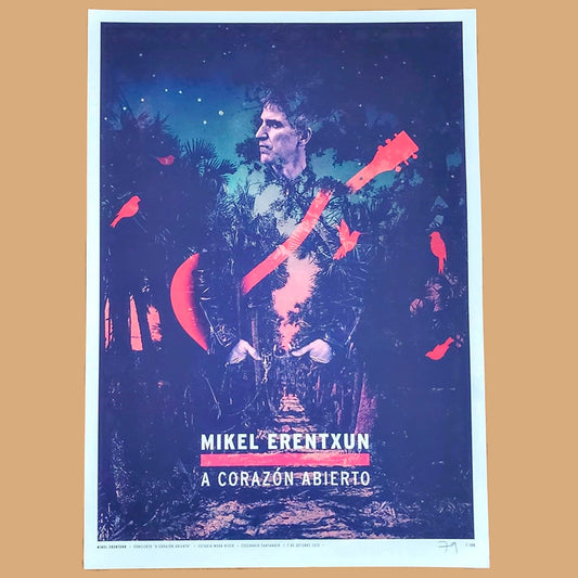 Mikel Erentxun - Silkscreen/Serigrafía Poster - A Corazón Abierto Concert